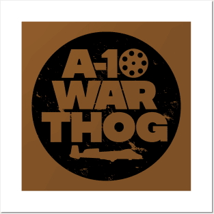 A-10 Warthog Circle Badge Black Distressed Print Posters and Art